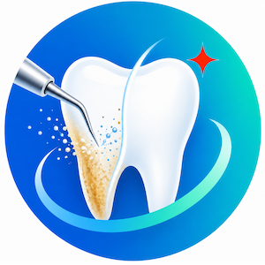 Ultrasonic scaling removing tartar from teeth, before and after dental cleaning